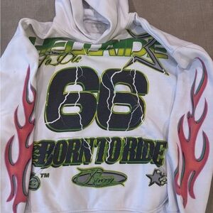 PacSun White and Lime Graphic Hoodie